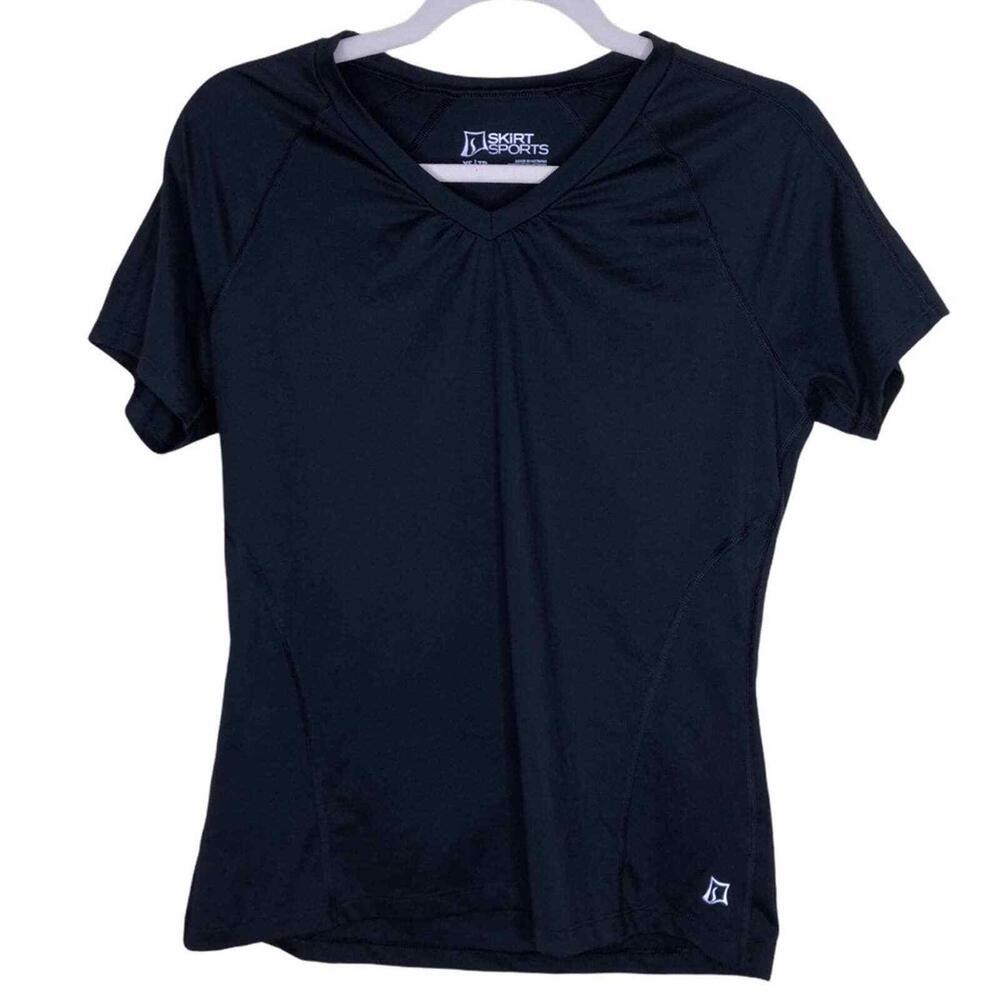 SKIRTSPORTS Black Top Liberty Workout Short Sleeve Tee V-Neck XS